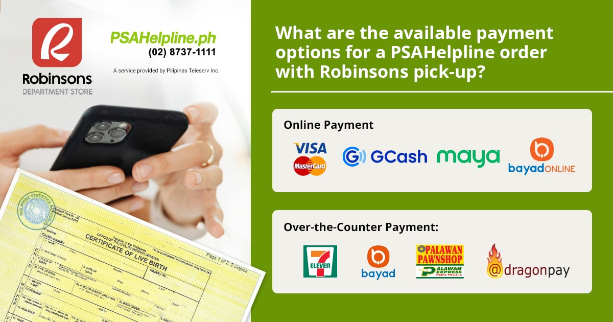 Get your PSA birth certificate online and pick it up at your favorite Robinsons branch